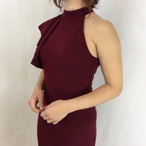 Open-Shoulder High Neck Flutter-Sleeve Dress - Picture 3 of 8